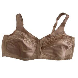 Glamorise Bra 48B Front Open Beige Wireless RN 15564